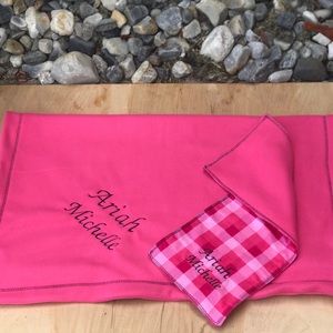 HANDMADE Embroidered Baby Blanket & Burping Cloth